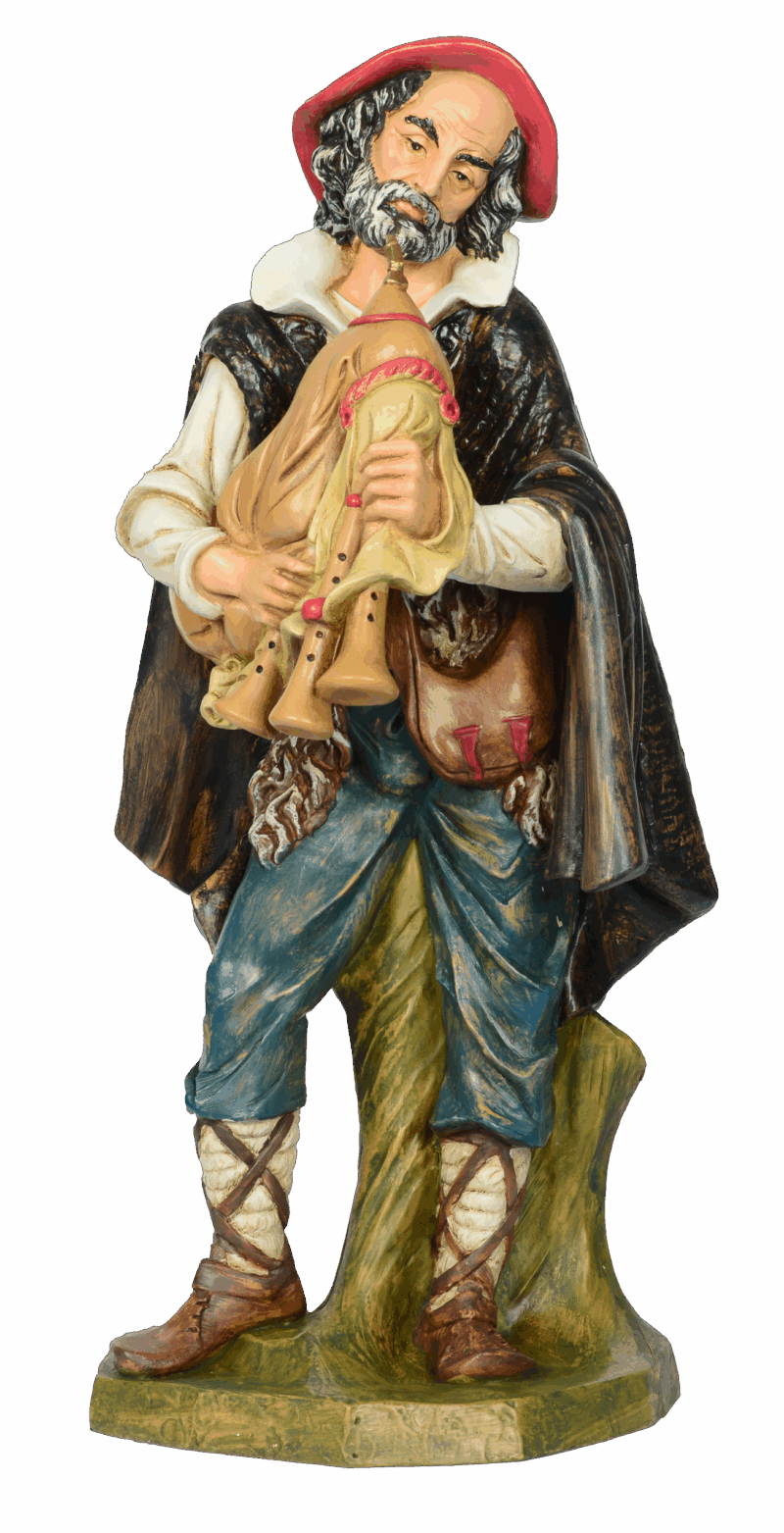 Pastore con zampogna per Presepe da 45 cm.