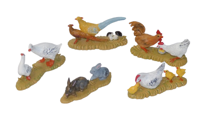 Set animali da cortile adatti a Presepe da 10/13 cm.