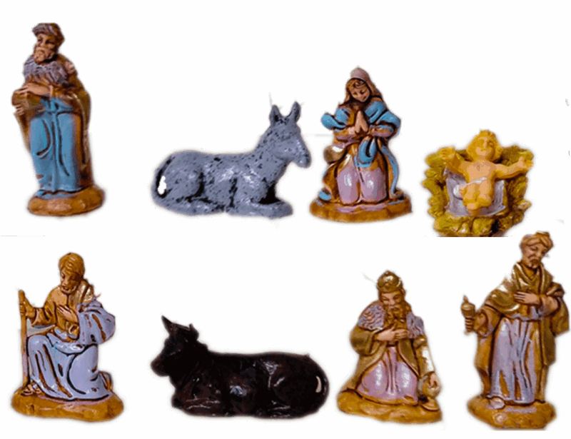 Set Natività da 8 pezzi adatto a Presepe da 3,5 cm.