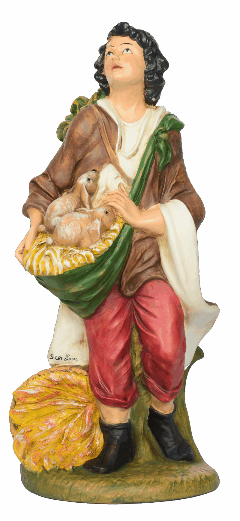 Pastore con conigli per Presepe da 40 cm.