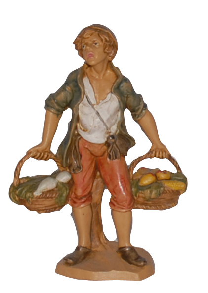 Statuina con ceste per Presepe da 10 cm.