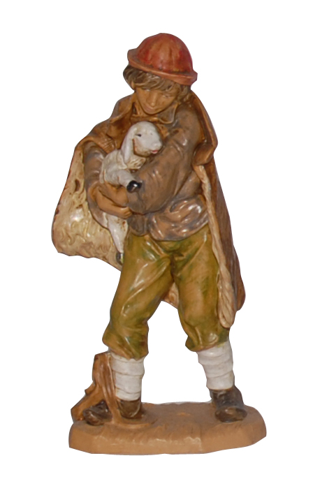 Pastore con agnello per Presepe da 10 cm.