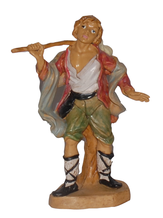 Statuina con bastone per Presepe da 10 cm.