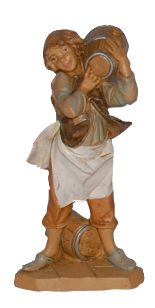 Statuina con botte per Presepe da 10 cm.