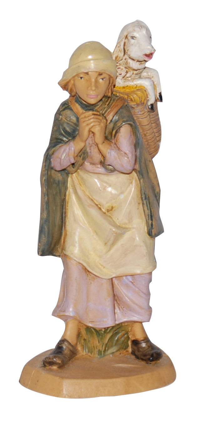 Pastorella con pecora per Presepe da 10 cm.