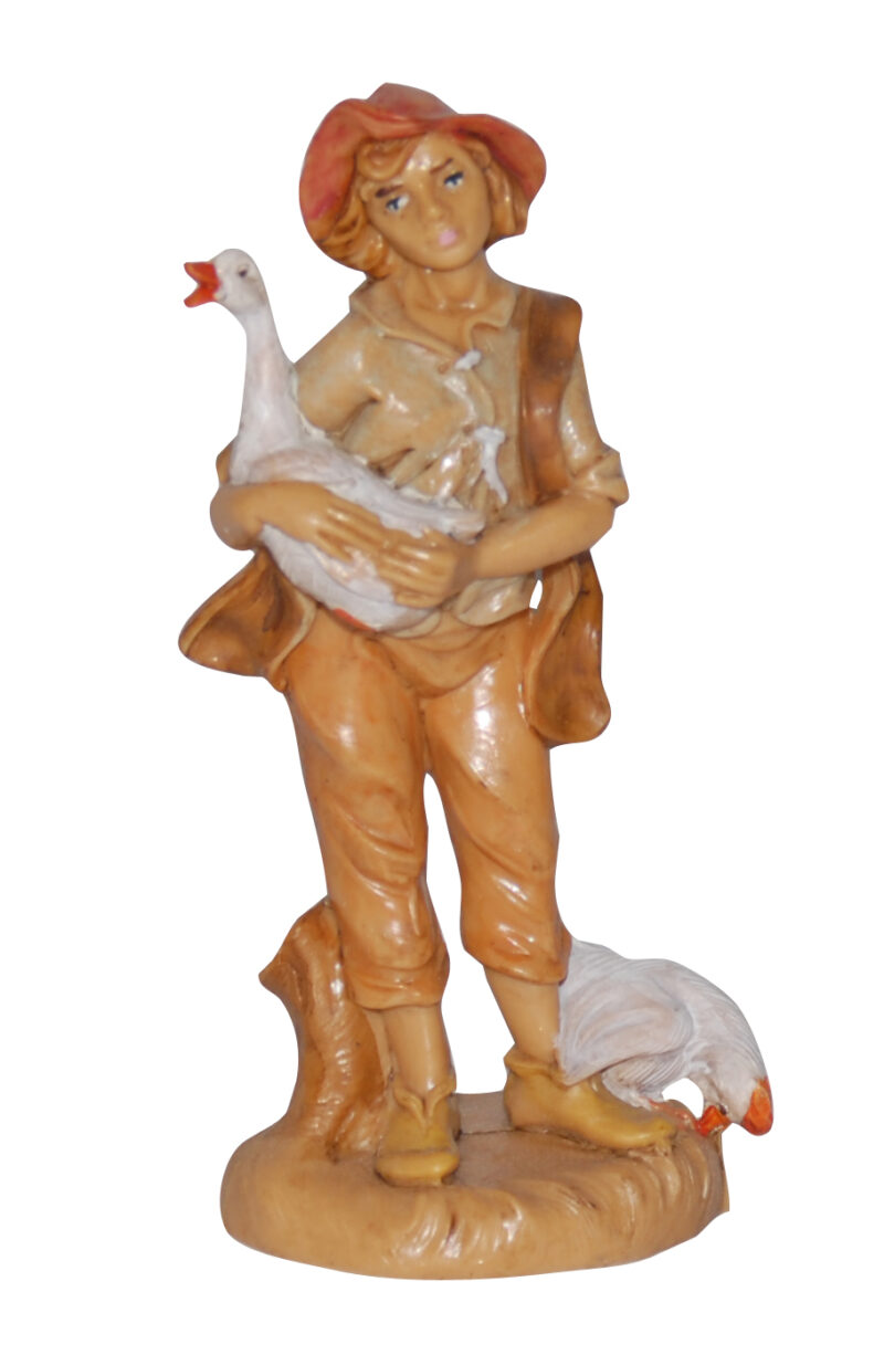 Pastore con oche per Presepe da 10 cm.