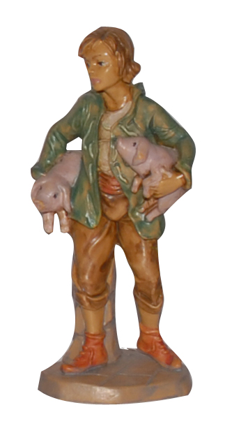 Pastore con maiali per Presepe da 10 cm.