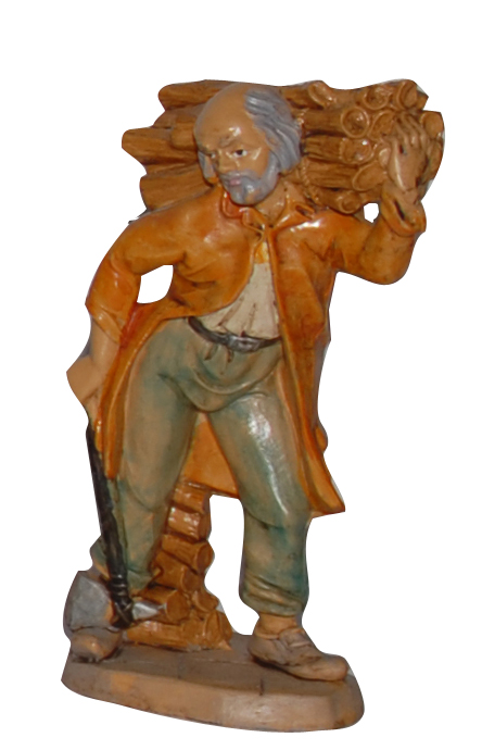 Statuina con legna  per Presepe da 10 cm.