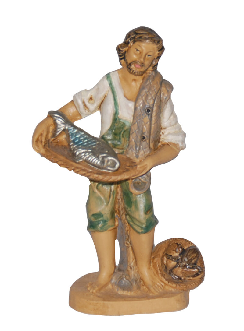 Statuina con pesci per Presepe da 10 cm.