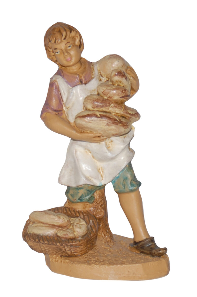 Statuina con pane per Presepe da 10 cm.