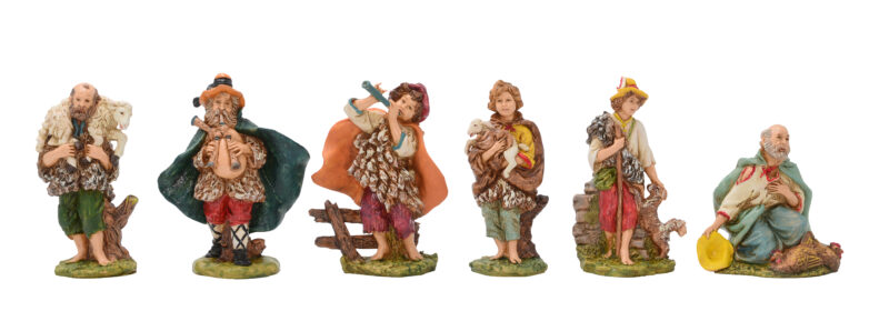 Set 6 Pastori adatti a Presepe da 12 cm.