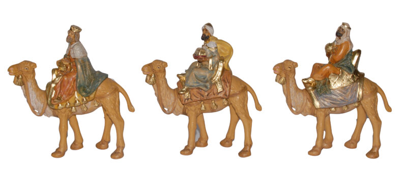 Set tre Re Magi a cammello 12 cm.