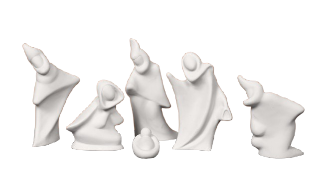 Set Natività 6 figure stilizzate in resina 12 cm