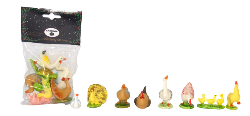 Set animali da cortile assortiti adatti a Presepe da 10/13 cm.