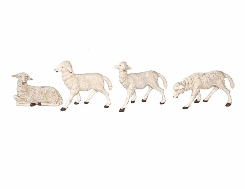 Set da 4 pecore per presepe 20 cm.