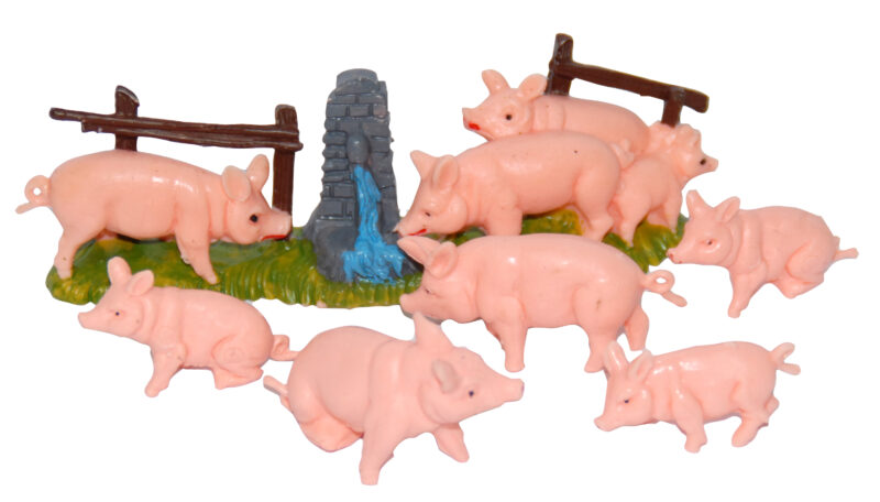 Set maialini 6 pezzi adatti a Presepe da 10/13 cm.