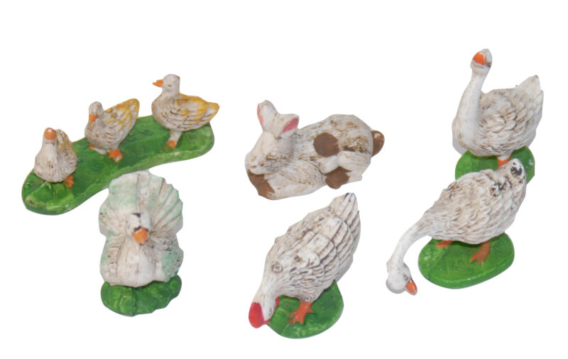 Set animali da cortile 6 pezzi adatti a Presepe da 10/13 cm.