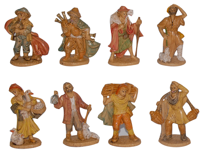 Set 8 Pastori adatti a Presepe da 6 cm.
