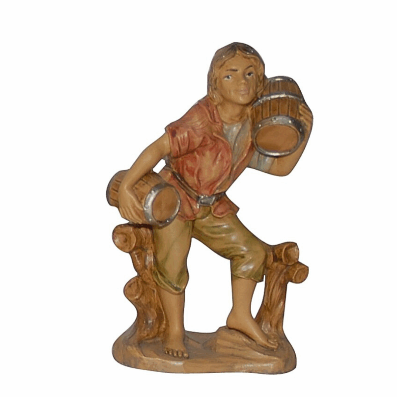 Statuina con botti per Presepe da 13 cm.