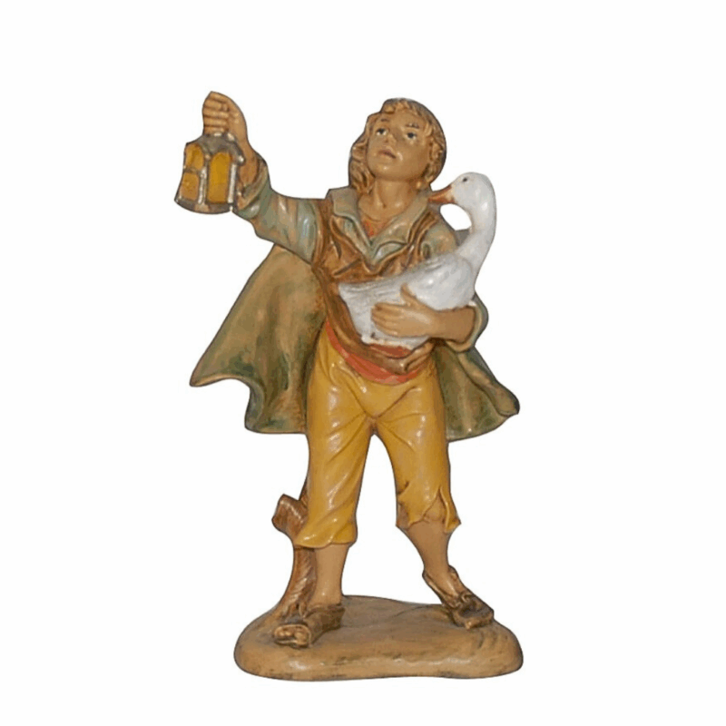 Pastore con oca per Presepe da 13 cm.