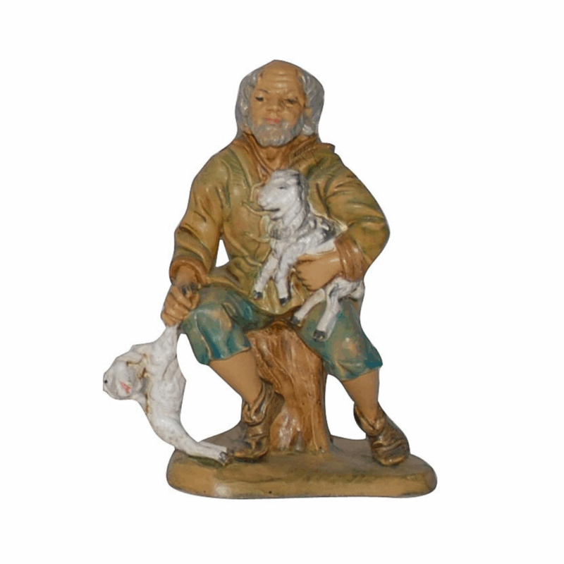 Pastore con pecore per Presepe da 13 cm.