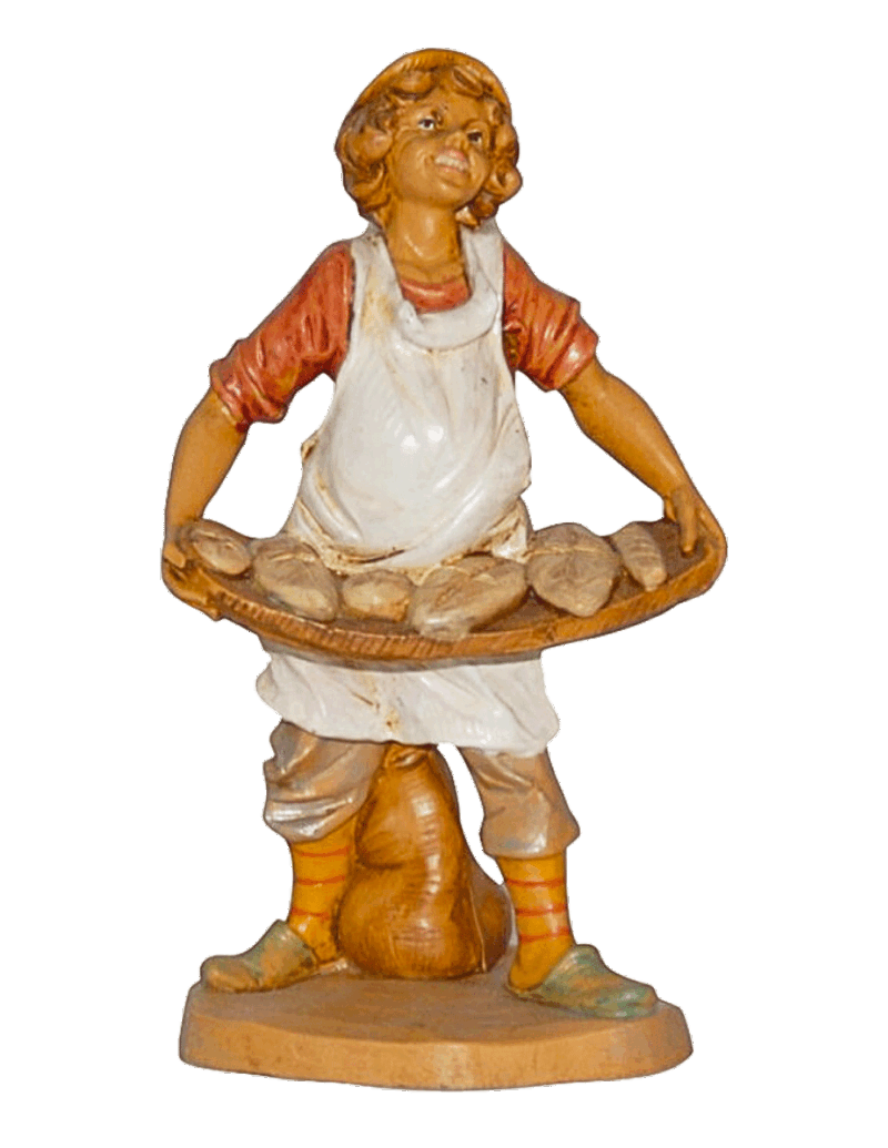 Statuina con pani per Presepe da 16 cm.