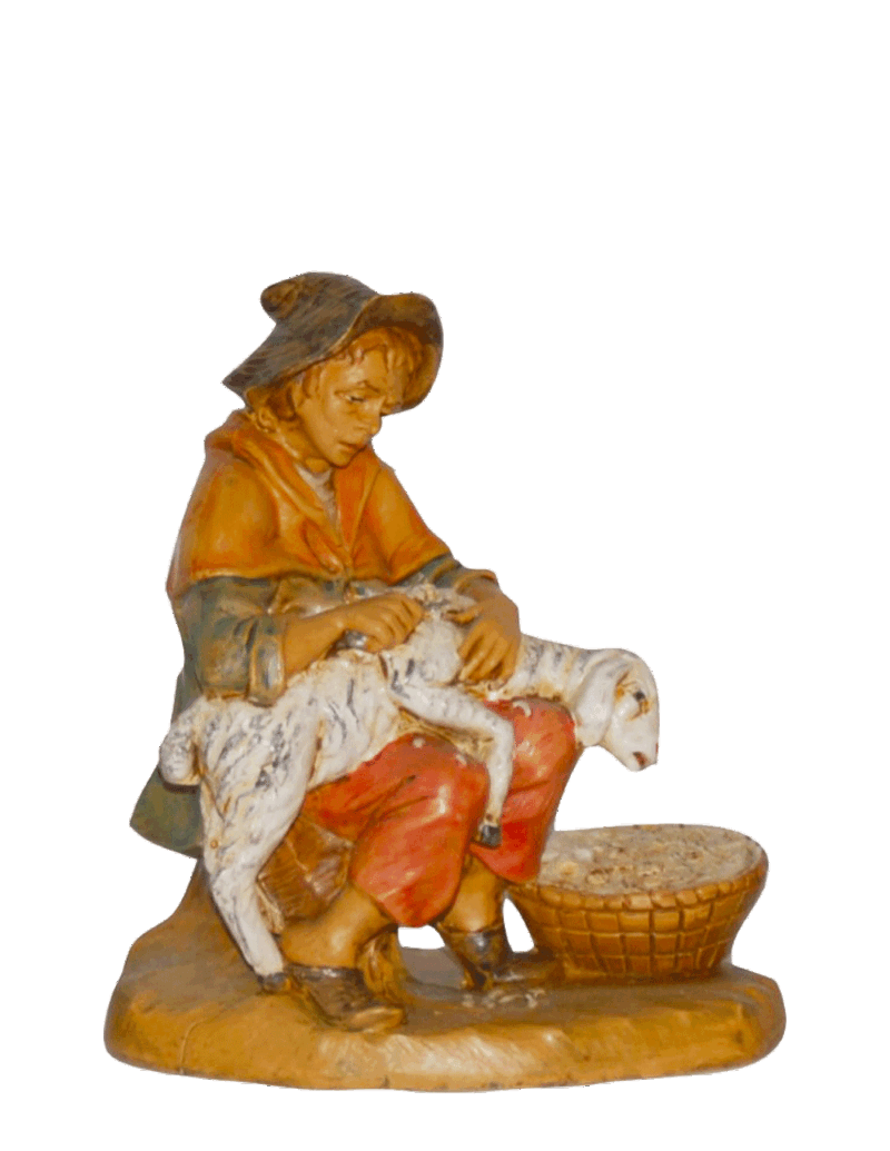 Statuina pastore che tosa per Presepe da 16 cm.