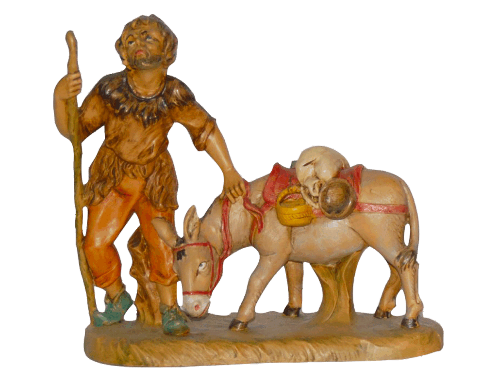 Statuina pastore con asino per Presepe da 16 cm.