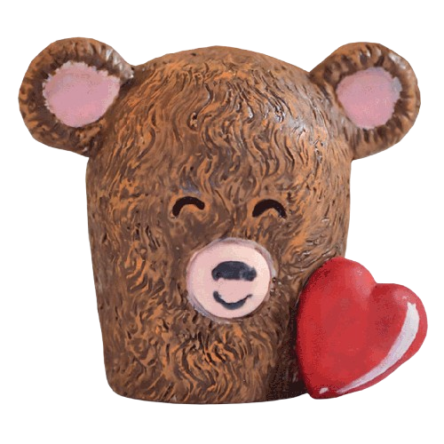 Orsetto con  cuore dipinto a mano in stile moderno