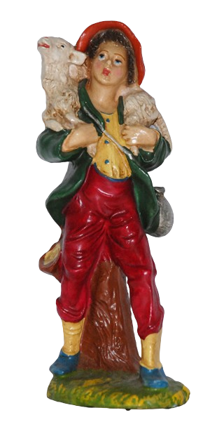 Pastore con pecora per Presepe da 20 cm.