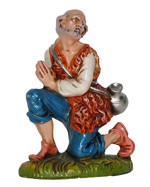 Uomo in ginocchio per Presepe da 20 cm.