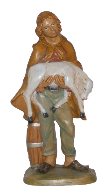 Pastore con vitello per Presepe da 30 cm.